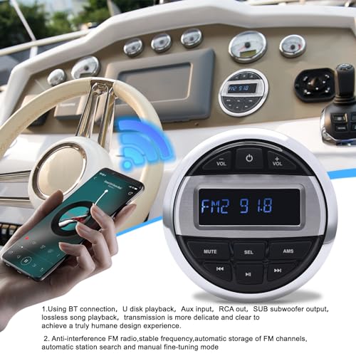 Geloo Boot Stereo Marine Luidspreker MP3-speler AM/FM radio stereo voor boten, jachten marineboten - Afbeelding 3