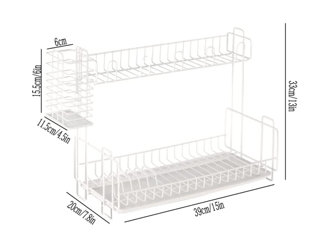 Egouttoir Vaisselle Étagères À Vaisselle Modernes en Métal avec Porte-ustensiles Détachable pour Égouttoir, Porte-gobelet pour Le Stockage De Comptoir Cuisine Rangement Cuisine(White)