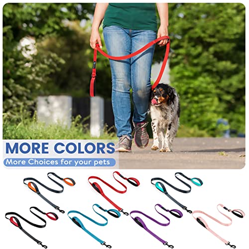 Image of Dog Leash for Large Medium Dogs 6Ft x 1 inch Reflective Stitching Large Leash with 2 Traffic Padded Handles Dog Lead Rope for Running Walking Training (Light Pink 1 Pack)