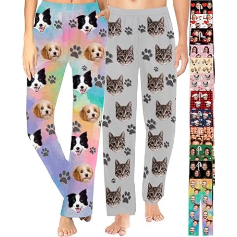 SeeWeLove Custom Pajama Pants for Women Men, Personalized Photo Pajama Pants with Dog Pet Face, Picture Pj Bottoms Gift for Her Him Cover