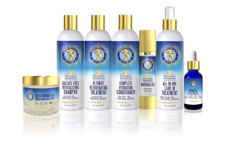 Nefertiti's Secrets Natural Remedies Collection Aceites 100% Puros Conjunto de combinación de hidratación Champú para el cabello, acondicionador