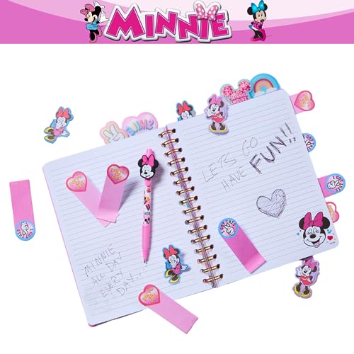 Carnet Minnie Mouse rose à spirales avec stylo et onglets de notes - 4