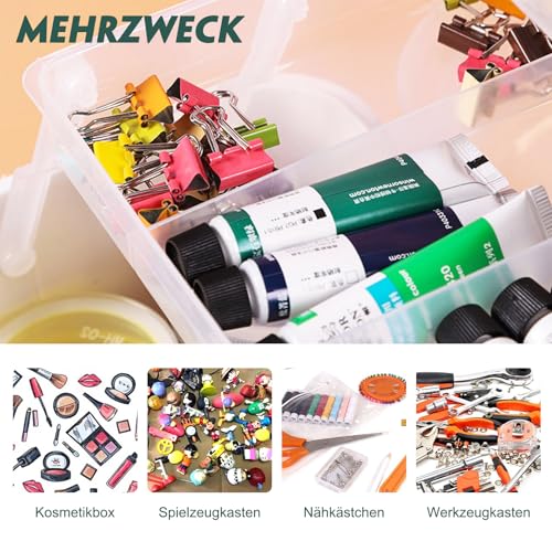 SYLANDO 27,5cm Aufbewahrungsbox mit fächern, Sortierboxen, Nähkasten, Bastelkoffer leer, Medicine Organizer Box, Angelkoffer, Aufbewahrung for Kleinteile, Haargummi (Weiß)
