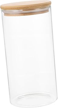 TIDTALEO Glass Storage Jar 10X20Cm High Borosilicate Glass Sealed Container with Wooden Lid Airtight Seasoning Storage for Kitchen and Household Use