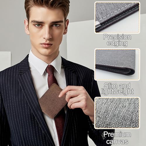 Mens Wallets, Slim Wallet Denim Fabric Card Holder Wallet Bi-fold Credit Card Holders for Men, Portable Card Holder for Work, Shopping(Brown)4