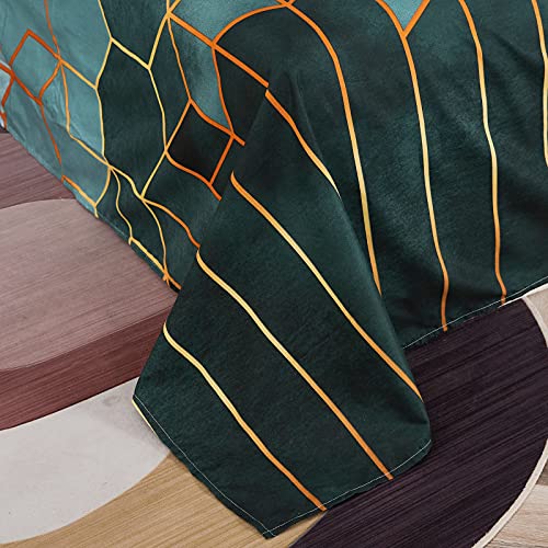 5Pc Queen Comforter Set Bedding Sets,Green Marble Print Geometric Design Bedding Set(1 Soft Microfiber Quilts, 2 Pillowcases, 1 Flat Sheet, 1 Fitted Sheet) Modern Trendy All Season Comforter Set #TOP6