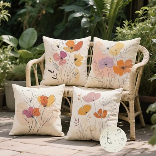 Housse de coussin 65x65 cm imperméable et déperlant au style abstrait de format carré k-641