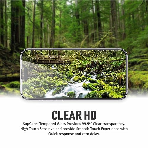Image of SupCares Tempered Glass for iPhone 16 (6.1 Inch) With Installation Kit | Military-Grade Gorilla Screen Protector | Edge to Edge Coverage | Black