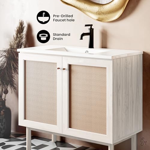 Image of Classe 36 inch Bathroom Vanity in White Oak Bath Sink Cabinet Sink Included