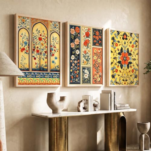 Image of kotart Paintings Home Decoration For Living Room Bed Room Hotel Wall Decor Digital Reprint | Indian Traditional Madhubani Wall Art Painting With Frame Set of 3 (14x20 Inch)