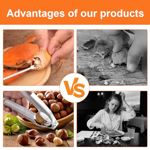 2 PCS Schiaccianoci+Castagno Clip, Pinze per Noci, Multifunzione Pinza Castagne, Schiaccianoci in Metallo, Pinza per Castagne, Nut Sheller Tool, Castagna Opener, per Castagne Utensili Cucina - immagine 6