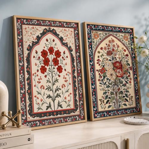 Image of kotart - Pichwai Art Painting for Wall Decoration Wall Poster With frames Traditional Indian Art Madhubani Paintings for Living Room Framed Painting Home Room Bedroom Office Decor Paintings Home Decoration Indian Decor Frames set of 2 (1, (14x20 Inch), Framed)