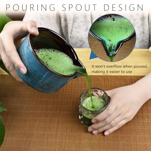Miniatura 3 de Artcome Kit Completo De 4 Piezas De Ceremonia De Té Matcha Para Ceremonia De Té Japonesa, Cuenco Con Boquilla De Vertido, Batidor, Soporte Para Batidor, Cuchara De Té, Juego De Té Matcha Para Hacer