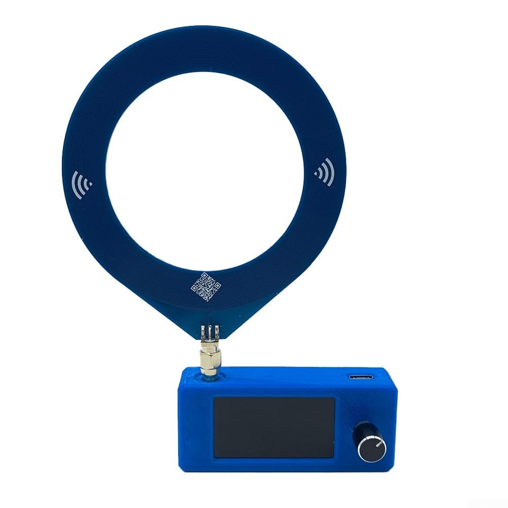 Receptor de radio de bolsillo, radio SI4732 de tamaño de bolsillo de 0.5-108 MHz, mini radio LSB USB AM FM con pantalla de 1.9 pulgadas de 170 x 320, para ESP-32-S3 (anillo azul)