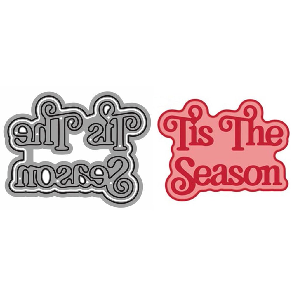 English Words Die Cuts for Card Making, Tis The Season Metal Cutting Dies for Paper Scrapbooking, DIY Stencils for Album Party Wedding Festivals Decoration