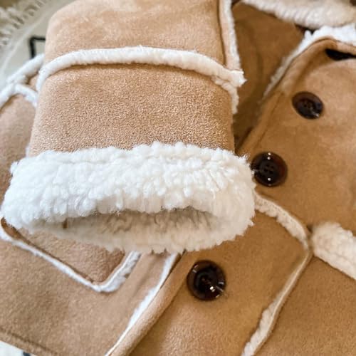 Girls Winter Coat Fuzzy Sherpa Button Wool Blend Kids Fleece Jacket Fall Thermal Long Sleeve Classic Preppy Coats4