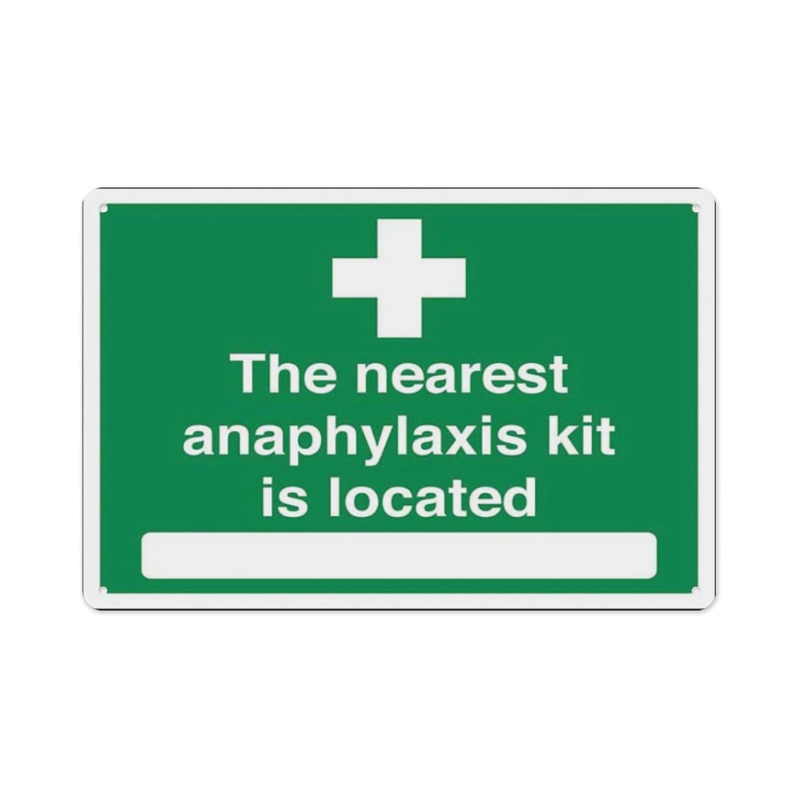 peiyeety The Nearest Anaphylaxis Kit Is Located Aluminum Tin Warning Signs For Home Outdoor Garden 12X16 Inches