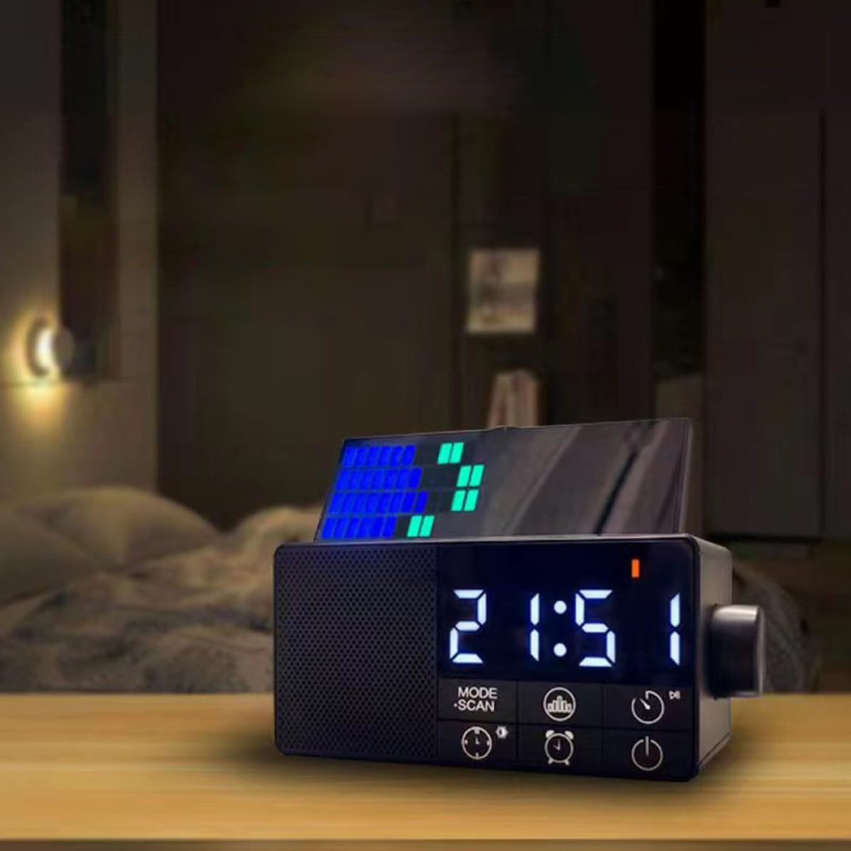 Beavorty Digitaler Radiowecker Schwarz mit 1800mah Akku, Kunststoff, 5w | Fm 76-108mhz, Usb-c Dc 5v1a Eingang, Quadratische Form, Modernes Retro Design, Modell 4