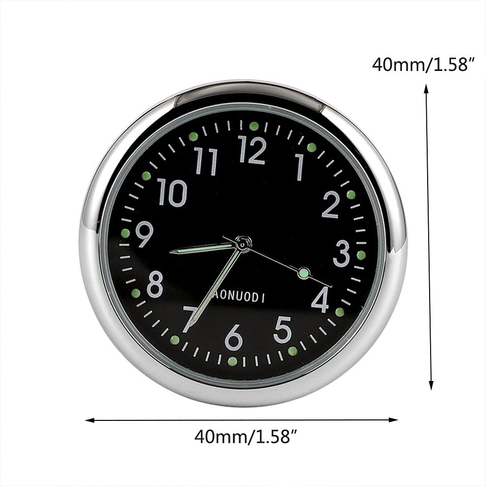 Orologio da auto, KACEPAR Mini orologio al quarzo per cruscotto auto, orologio luminoso e universale, per auto, casa, bici, barca, regalo, portatile autoadesivo