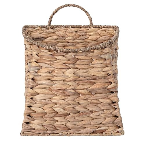 Furrywise Water Hyacinth Hanging Wall Basket Handwoven Wicker Wall Hanging Baskets for Home Decor Entryway & Bathroom Natural Handmade Door Basket for Stylish Wall Display 8.7 x 4.7 x 11.4 in