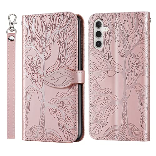 Varohix Wallet Case for Samsung Galaxy S23 with Card Holder/Slot,Ultra Slim Flip Folio PU Leather Stand Shell with Magnetic Kickstand Phone Cover for Galaxy S23 6.1 inch,Rose Gold