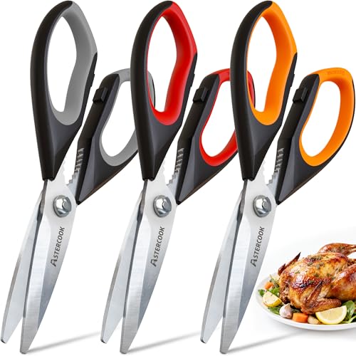Astercook Kitchen Scissors All Purpose Heavy Duty,3 Pack Kitchen Shears Set,Stainless Steel Kitchen Gadgets for Cutting Food,Poultry,Meat,Vegetable,Herb Dishwasher Safe Utility Tools Home Gift