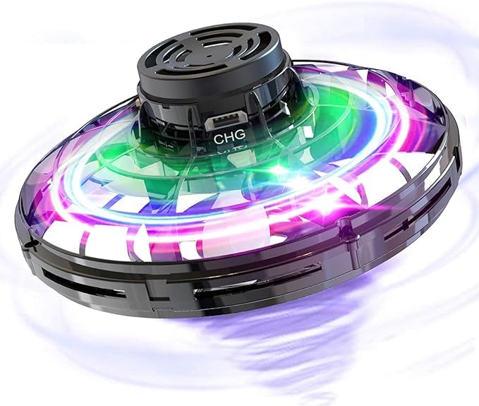 Hand Operated Drone for Kids Adults Gifts, Flying Ball Toys, Mini Spinner Dron with 360° Rotating and Shining LED Lights, Small Helicopter UFO Indoor Outdoor Fun Blue