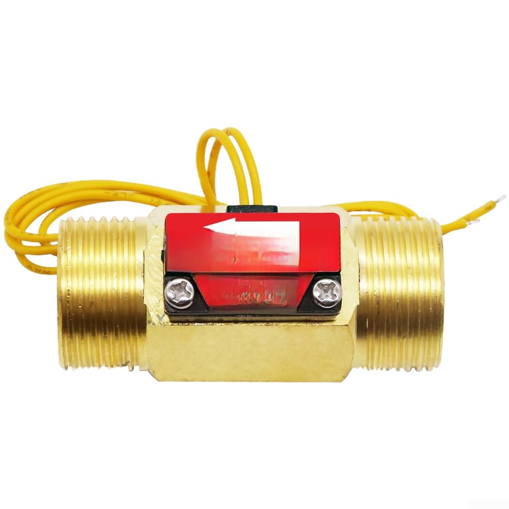 YF-C02 Kupfer-Wasserdurchflussschalter, G3/4-Gewinde, magnetischer Reed-Sensor, Niederdruckaktivierung, schnelle 0,2 s Reaktion, 1,5–50 lmin, Erkennung für und Anwendungen, Gelb, 18 x 26 mm