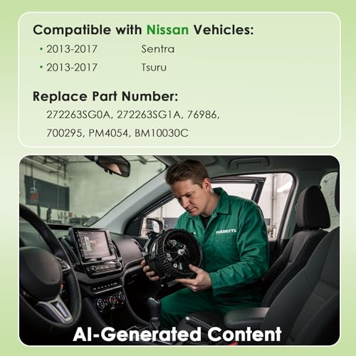 Image of AC Heater Blower Motor Assembly Compatible with Nissan Vehicles - Sentra 2013-2017, Tsuru 2013-2017, 1.6L, 1.8L, Sedan - Replace# 700295, 272263SG0A
