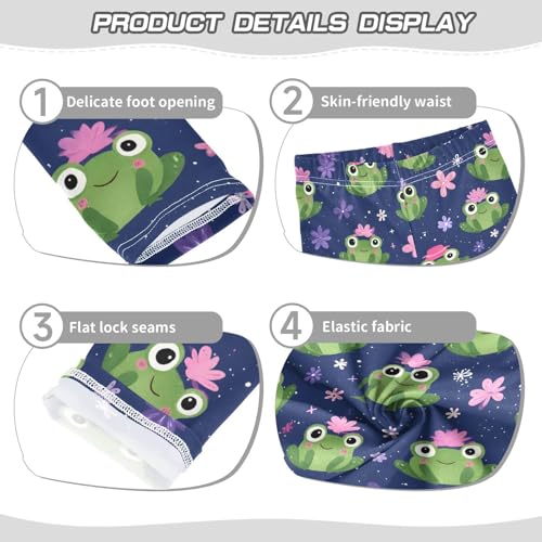 Cute Frog Pink Floral Girls Leggings Ultra Soft Compression Yoga Gym Pants for Kids 4-10T3