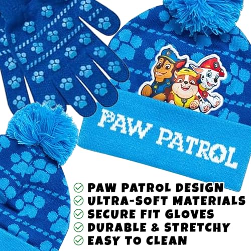 Image of Nickelodeon Paw Patrol Boys Winter Hat and Mitten or Glove Set (Age 2-7)