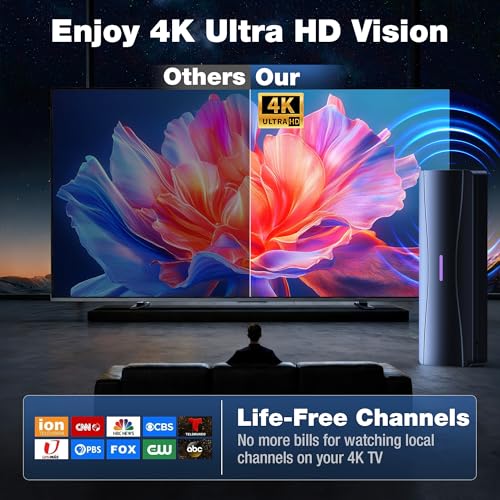 Image of TV Antenna for Smart TV,100+ Miles Range Digital TV Antenna for Local Channels with Amplifier Signal Booster, Supports 4K 1080p,Indoor Outdoor IPX7 Waterproof,Lightning Protection Glossy Black