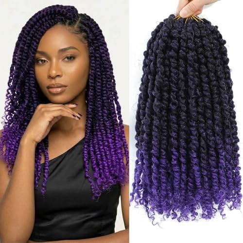 Bestlove 14 Inch 8 Packs Pre-Twisted Purple Ombre