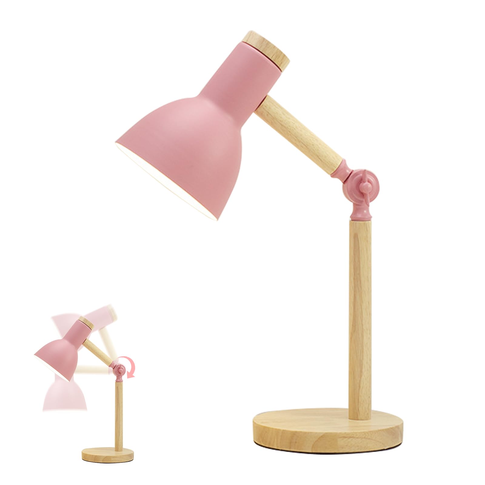 Yuraigm Lámpara de Escritorio E27, Lámpara de Mesa Ajustable de Madera, Flexo LED Escritorio Lamparas Mesita de Noche Diseño Moderno y Elegante para Oficina, Sala, Estudio, Dormitorio, Estudiar, Leer