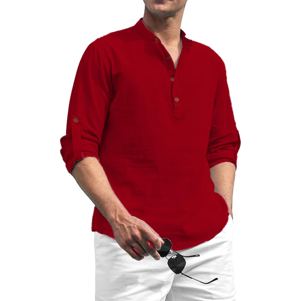 Beige Color Cotton Blend Mandarin Neck Short Kurta Straight Kurta for Men (S)-picture-34