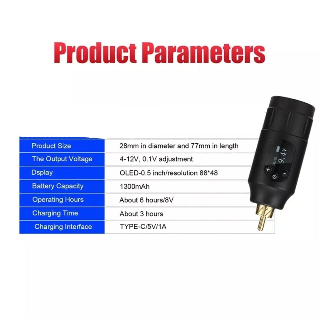 Tattoo Machine Set Rechargeable Mini Tattoo Battery Connector Rotary Tattoo Machine with 10pcs Cartridge Needles
