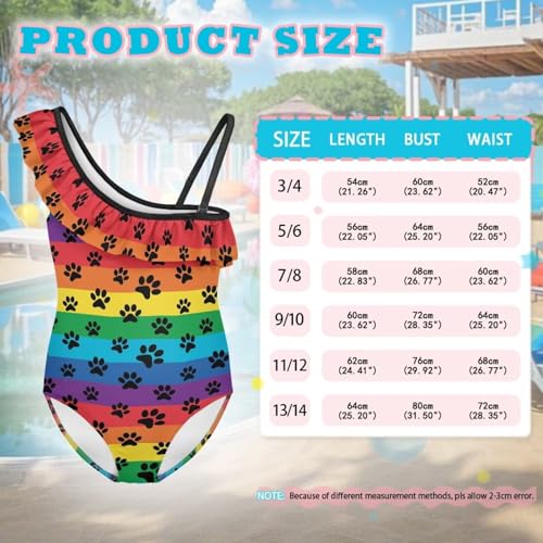 Image of Girls Swimsuit One Piece Ruffle Swimsuit Non-Slip Straps UPF 50+ for Girls Size 3-14 Years