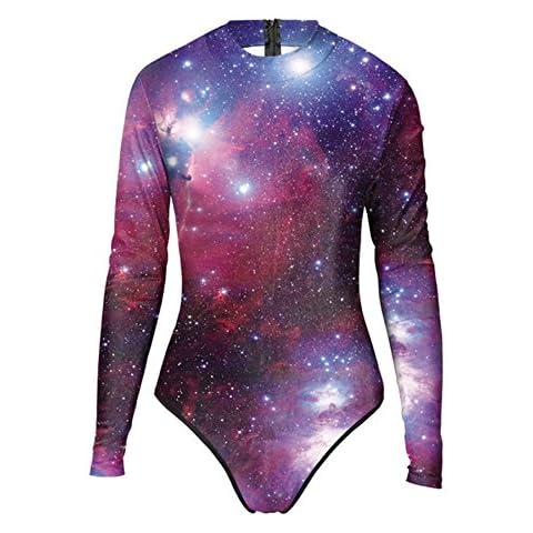 Thenice Women's Long Sleeve One-Piece Sunscreen Diving Swimsuit Bikini (Stars) Cover