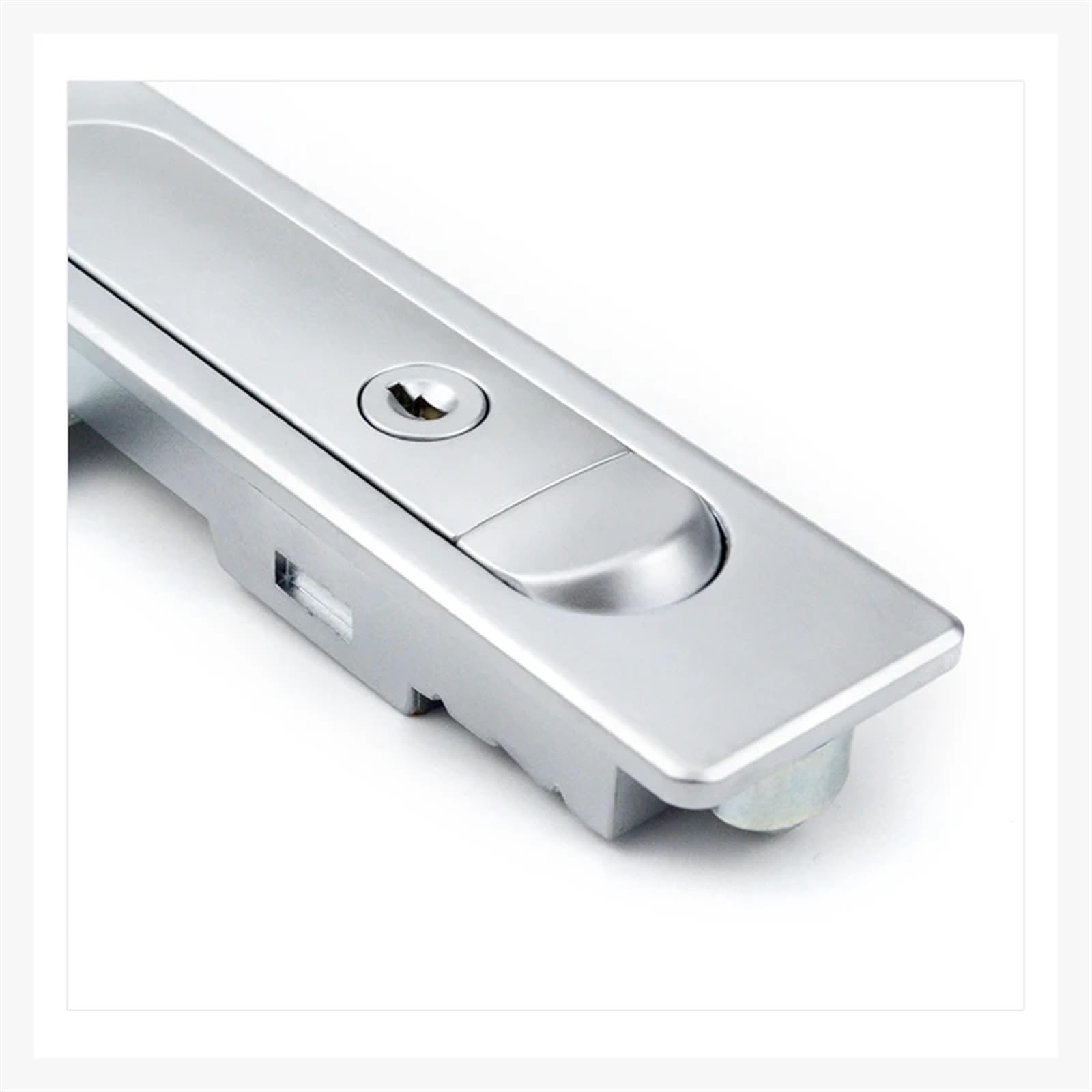 Cerradura plana, cerradura de botón Industrial, cerradura de gabinete de red de comunicación de información eléctrica, 1 Uds.(Silvery,With key)