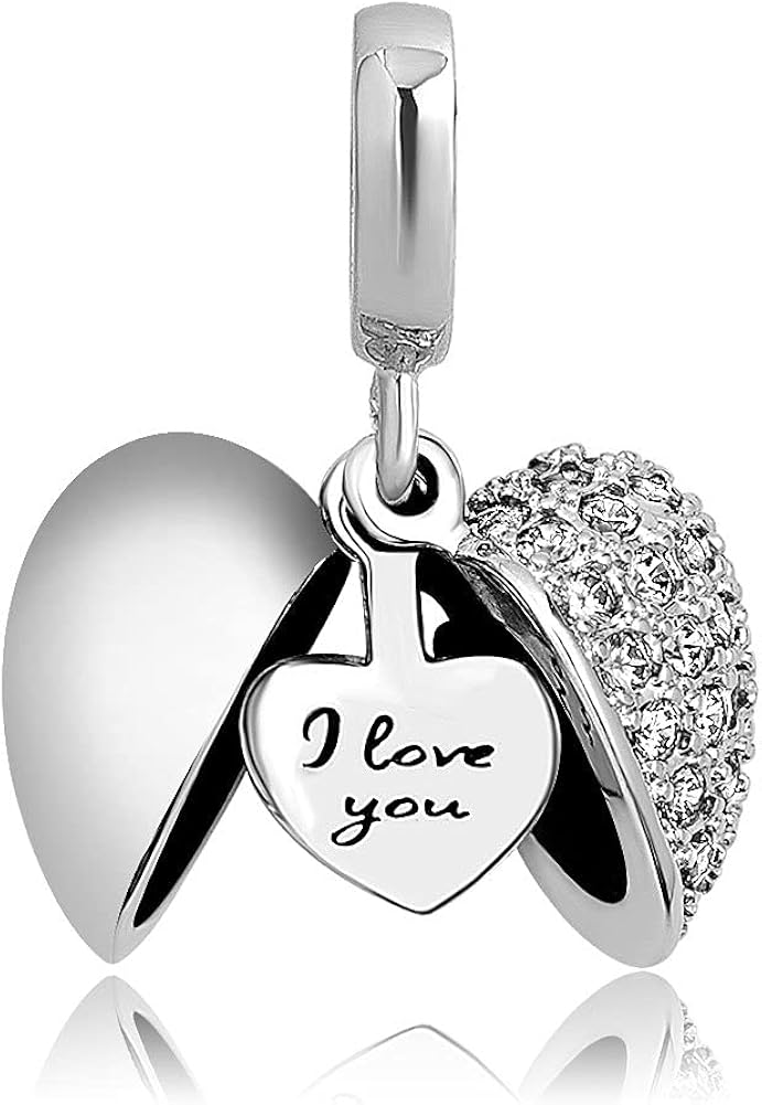 KunBead Jewelry Dainty I Love You Sister Open Heart Cheap Crystal Pendant Necklace for Girls, white - Image 5