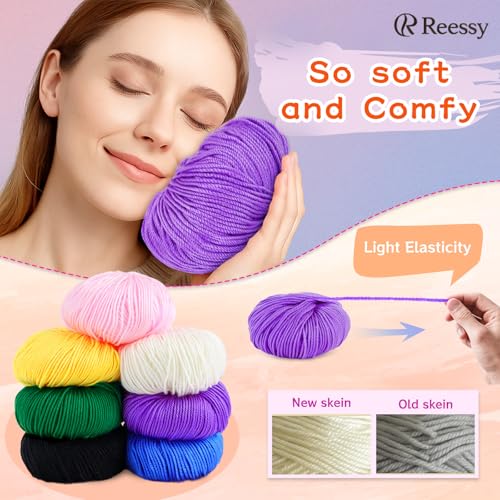 Acrylic Yarn for Crocheting - 6 Pack of 50g/1.76oz - Soft DK Weight Yarn (CYC #3), No-Splitting, Tightly Spun Acrylic for Smooth & Durable Crocheting – Toys, Scarves & Crafts(Purple)