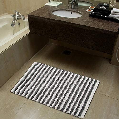Original Luxury Chenille Bathroom Rug Mat,Extra Soft & Absorbent Micro Rugs, Machine Washable Mats, Perfect Plush Carpet Mats for Bedroom, Shower, and Bath (20X32 Inches, White & Charcoal)