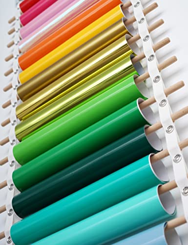 Vinyl Roll Holder, 25 Rolls, Craft Roll Storage and Organizer, Cotton Straps and Wood Dowels, with Door Hanging Hooks - Image 6