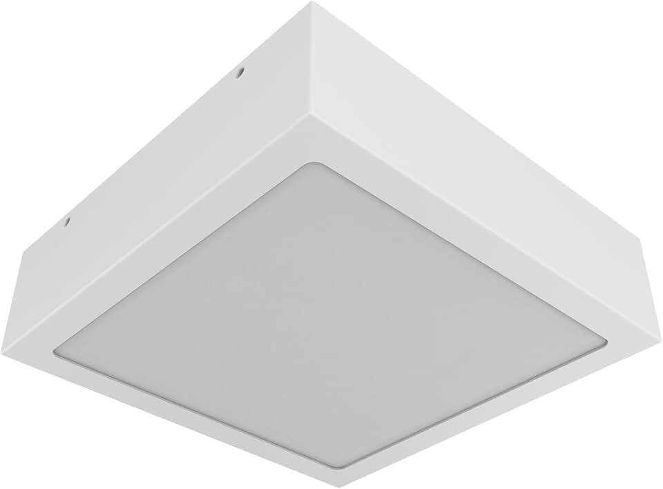 Plafon 20x20cm De Sobrepor Aço E Vidro Quadrado Sala, Cozinha, Quarto e Banheiro 1000/20 (Branco Texturizado)