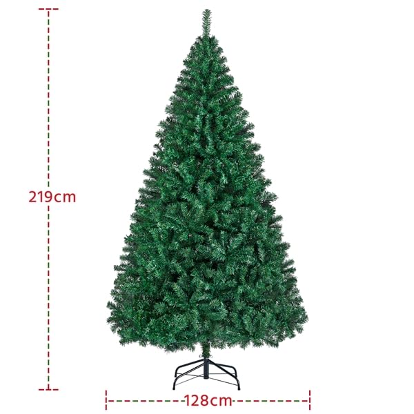 Yaheetech Albero di Natale 219 cm Artificiale Automatico Folto Realistico 1446 Rami Incernierati Supporto in Metallo Pieghevole Decorazioni per Casa Negozio