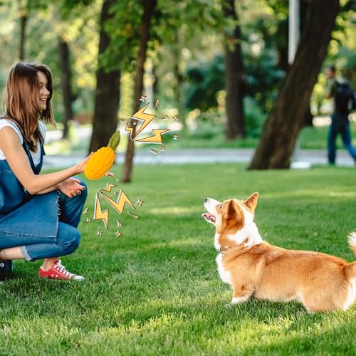 LIFLIX Hundespielzeug Quietschend für Kauer, Harte Kauspielzeug Hund aus Naturkauschuck, Hundespielzeug Robust für Kleine Mittelgroße und Große Hunde, Gehörnte Melone Form