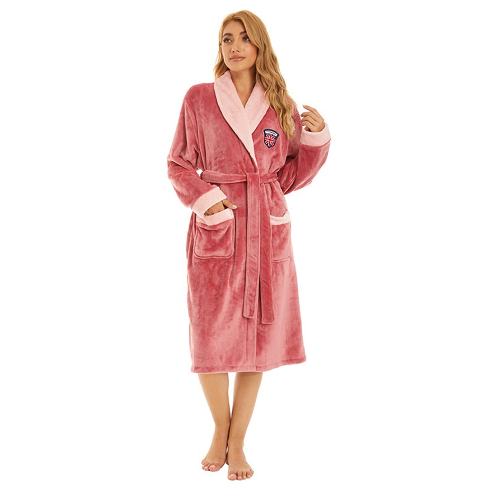 Robe de Chambre Femme, Peignoirs de Robe Chaude d'hiver en Flanelle, Confortables Vêtements de Nuit pour La Journée Froide (TYP-6,M)