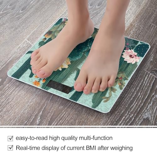 Báscula de baño digital con diseño floral y cactus miniatura 5