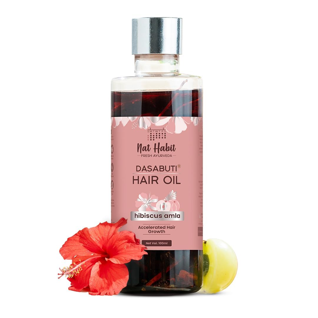 Nat Habit Dasabuti® Hair Oil Hibiscus Amla, 100ml | Accelerated Hair Growth, All Hair Types, No Paraffin or Mineral Oil, Fresh Ayurveda Formula, Paraben Free-image-34