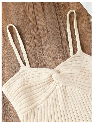 SweatyRocks Girl's Twist Front Tank Tops Spaghetti Strap Sleeveless Slim Fit Ribbed Knit Cami Tanks3